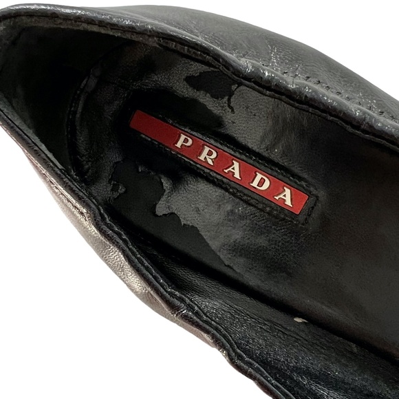 PRADA BLACK NAPPA SPORT B CALZATURE DONNA ELASTIC TOP CONE HEEL ROUND TOE PUMPS - Picture 10 of 15